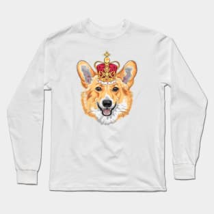 Pembroke Welsh corgi in gold crown Long Sleeve T-Shirt